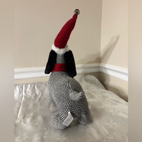 Festive Herringbone Dachshund Plush with Santa Hat - Picture 4 of 4